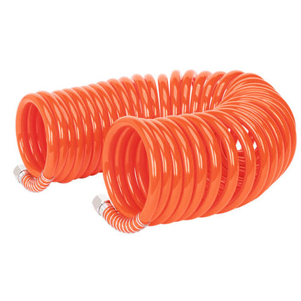 Sealey PU 8mm Coiled Air Hose 10M with 1/4" BSP Unions From Workshop Plus