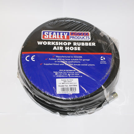 Sealey Rubber Air Hose with HD 1/4" unions 15M x 8mm From Workshop Plus