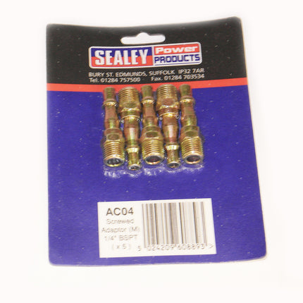 Sealey Screwed Male Adaptor 1/4" BSP Pack of 5 From Workshop Plus