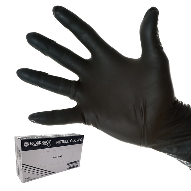 Black Nitrile Gloves - Box of 100 From Workshop Plus