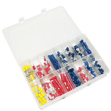 Assorted Push On Terminals In Red, Yellow And Blue 200 Pieces From Workshop Plus