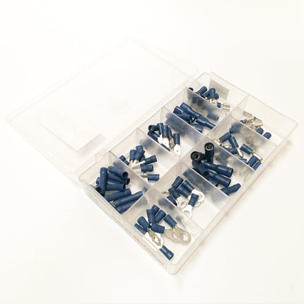 Assorted Insulated Terminals - 87 Pieces in blue or red from Workshop Plus