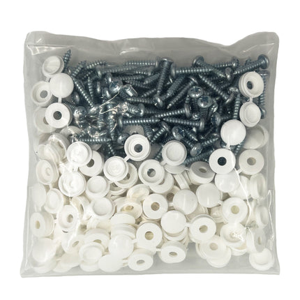 Self Tapping Number Plate Screws And Caps - 100 Pieces by Workshop Plus