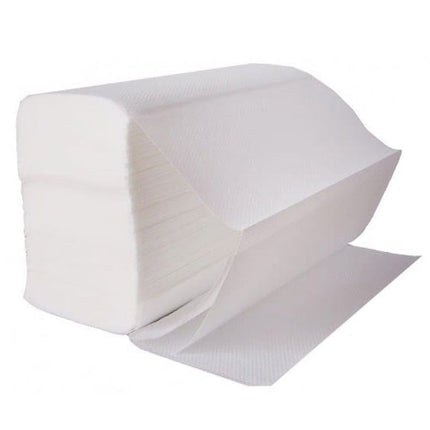 White Paper Zigzag towels - Box of 3000 (20 packs of 150) approx size 9.5x9" From Workshop Plus